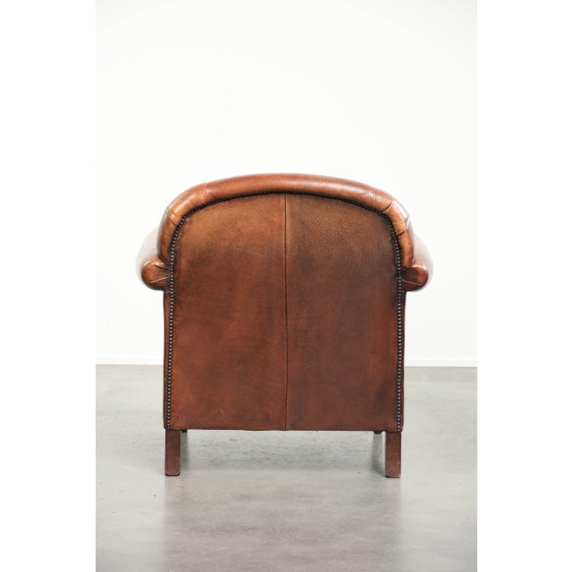 Vintage Sheepskin Armchair with Decorative Nails For Sale - Image 4 of 13