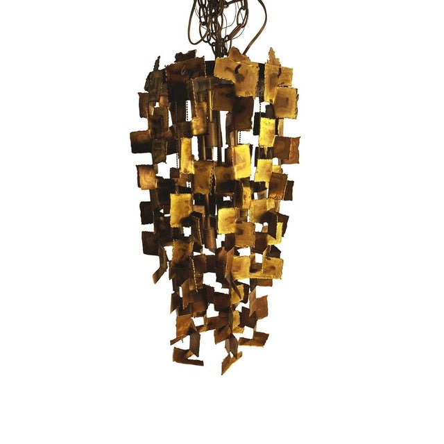 Mid-Century Modern 1960s Mid Century Modern Tom Greene Brutalist Torch-Cut Brass Chandelier for Feldman 1960s For Sale - Image 3 of 10