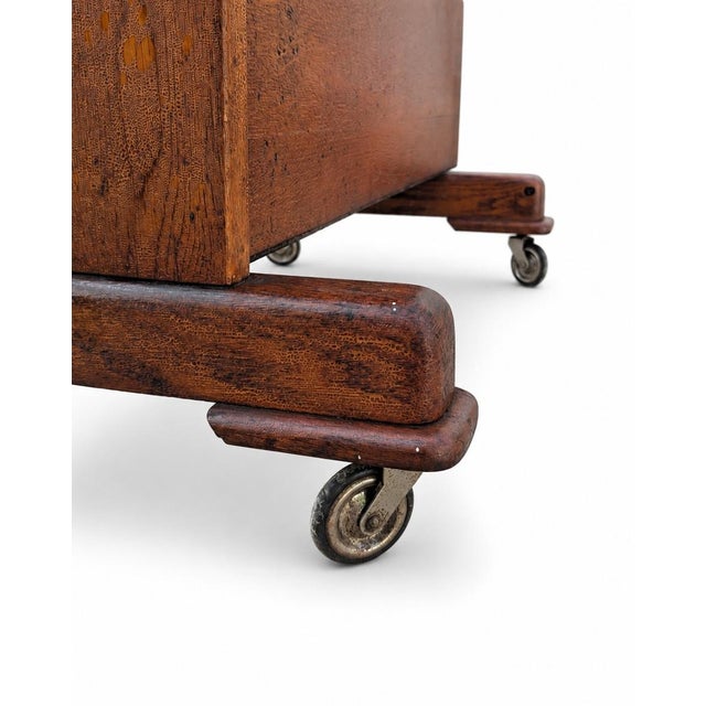 Mid 20th Century Serving Trolley in Oak Wood with Black Tile Top and Wheels, 1950s For Sale - Image 5 of 10