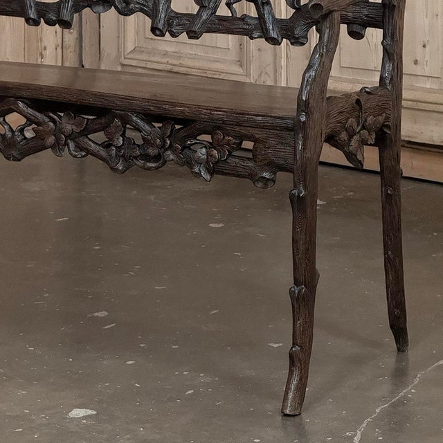 19th Century French Black Forest Carved Oak Hall Bench For Sale - Image 13 of 18