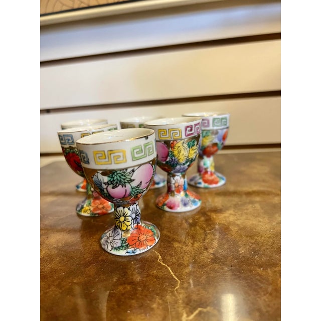 Mid-Century Modern Mid 20th Century Floral Chinese Mille Fleur Wine Set- 7 Pieces For Sale - Image 3 of 8