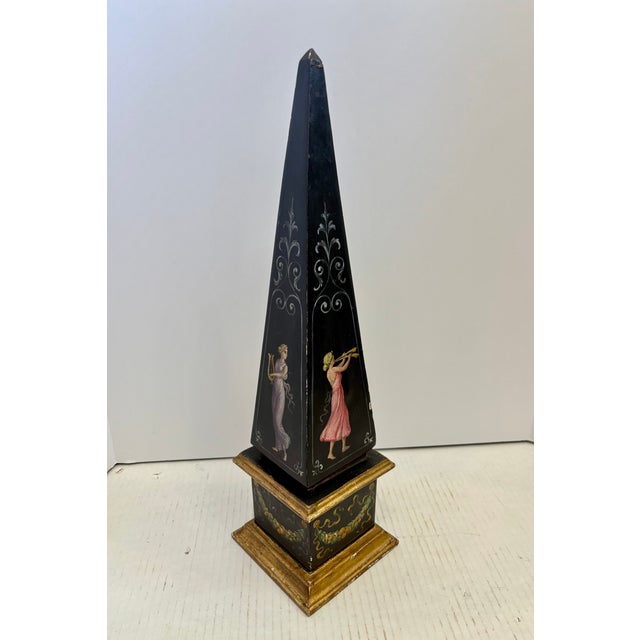 1950s Vintage Italian Hand Painted Obelisk For Sale - Image 5 of 14