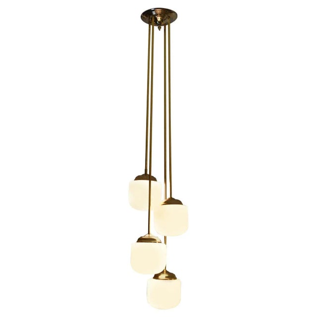 White 1970's Four Light Italian Pendant For Sale - Image 8 of 8