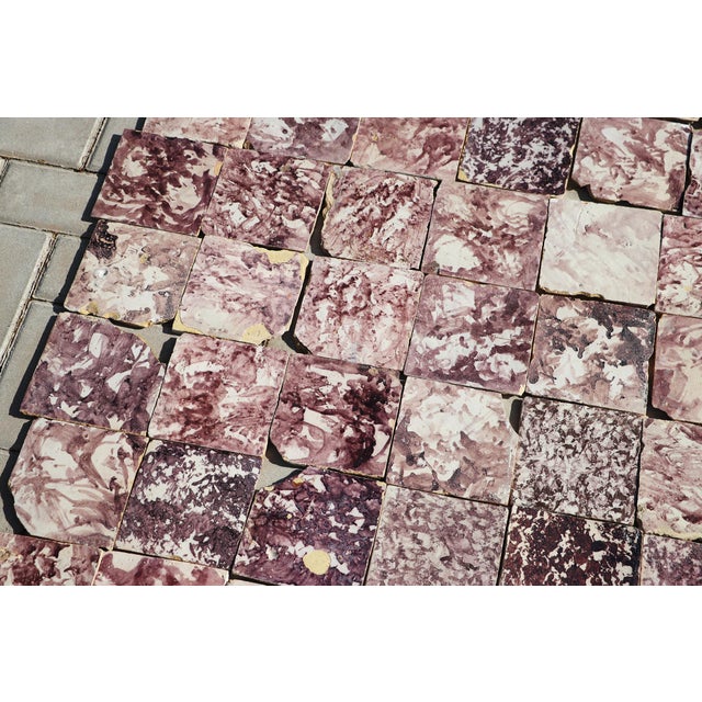 18th Century Baroque Aubergine Spongeware Set of Ninety Tiles, Portuguese For Sale - Image 4 of 18