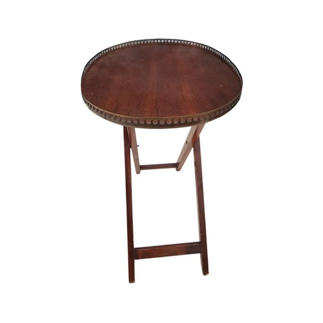 Traditional Mid-Century George III Style Mahogany Folding Tray Table W/ Gallery, Circa 1950s For Sale - Image 3 of 8