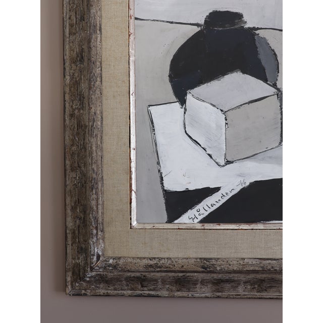 Paint 1966 Mid-Century Modern "The Green Ball" Vintage Still Life Oil Painting by Swedish Artist Gunnar Hållander (1915-1980), Framed For Sale - Image 7 of 13