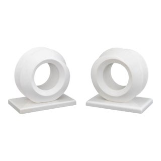 Pair of Modernist Carved White Quartzite Sculptures For Sale