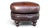 1960s Vintage Oval Brown Leather Ottoman With Brass Nailhead Trim and Carved Wood Feet For Sale - Image 5 of 9