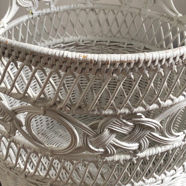 Mid20th Century White Wicker Wastebasket Chairish