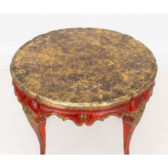 French Louis XV Style Gilded Faux Marble Center Table For Sale - Image 3 of 6