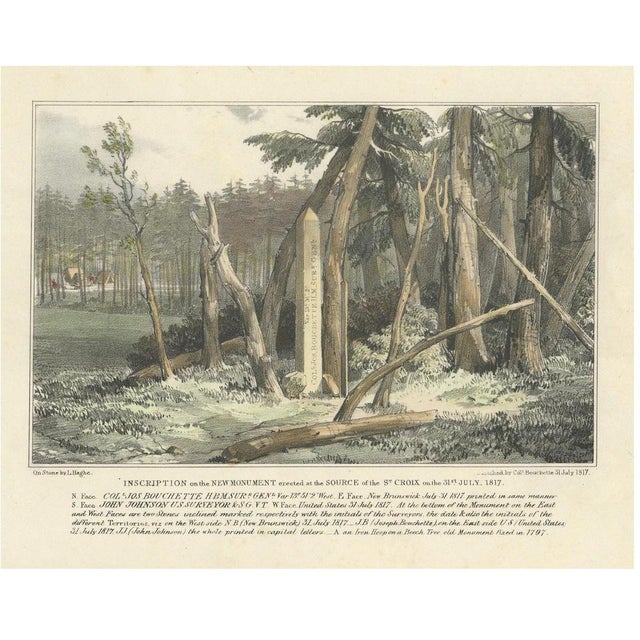 Paper Boundary Marker at St. Croix River Source, A Historic Diplomatic Monument, 1831, Print For Sale - Image 7 of 7