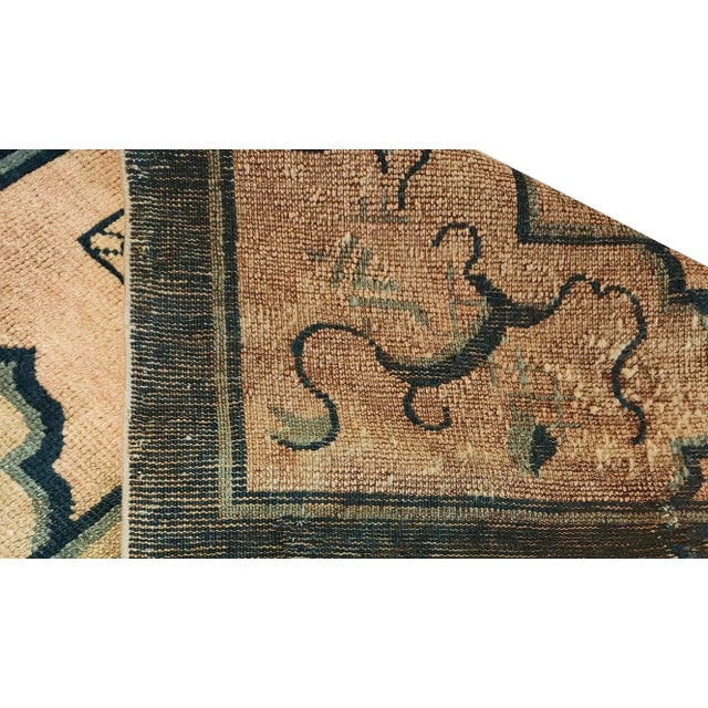 1890s Rose Pink Floral Vase Qing Antique Chinese Peking Carpet 6'6''x 8'4'' Knotted Wool Rug For Sale - Image 9 of 9