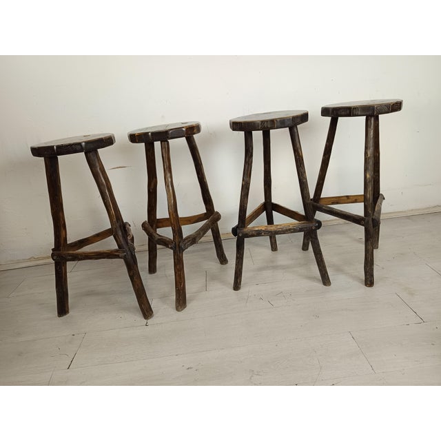Brutalist Bar Stools, 1970s, Set of 4 For Sale - Image 4 of 17