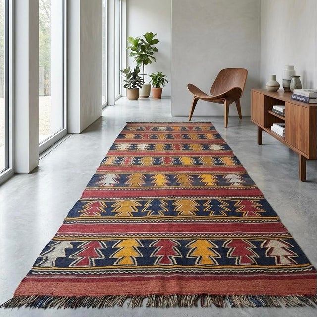 Mid-Century Hand-Woven Anatolian Kilim Runner Rug⁠ For Sale - Image 4 of 4