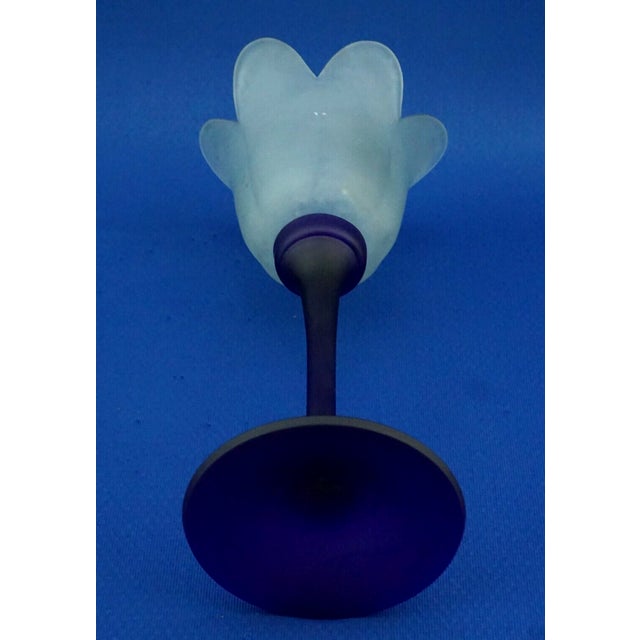 Tulip-Shaped Blue and White Murano Opaline Glass Vase by Alfedo Barbini, Italy, 1950s For Sale - Image 14 of 18