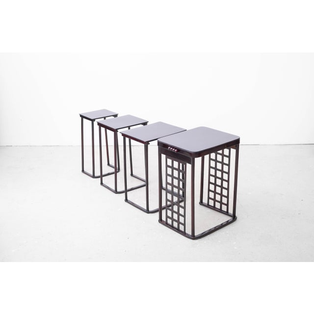 Secessionistic Model 988 Nesting Tables by Prof. Josef Hoffmann for Jacob & Josef Kohn, Vienna, Austria, 1906, Set of 4 For Sale - Image 18 of 18