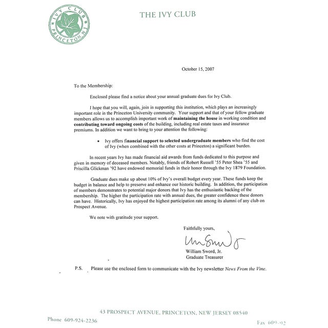 "The First Hundred Years of the Ivy Club 1879-1979: A Centennial History" 1979 Rich, Frederic C. For Sale - Image 4 of 12