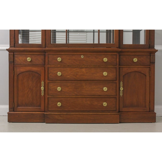 Statton Federal Style Cherry Breakfront China Cabinet For Sale - Image 10 of 13