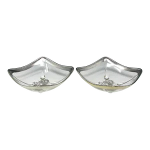 Vintage Georges Briard Damask Square Serving Dishes With Sterling Silver Rim and Decoration - 2 Pieces
