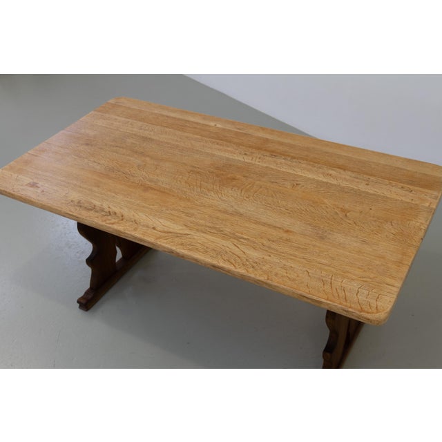 Vintage Danish Brutalist Oak Dining Table, 1960s For Sale - Image 14 of 18