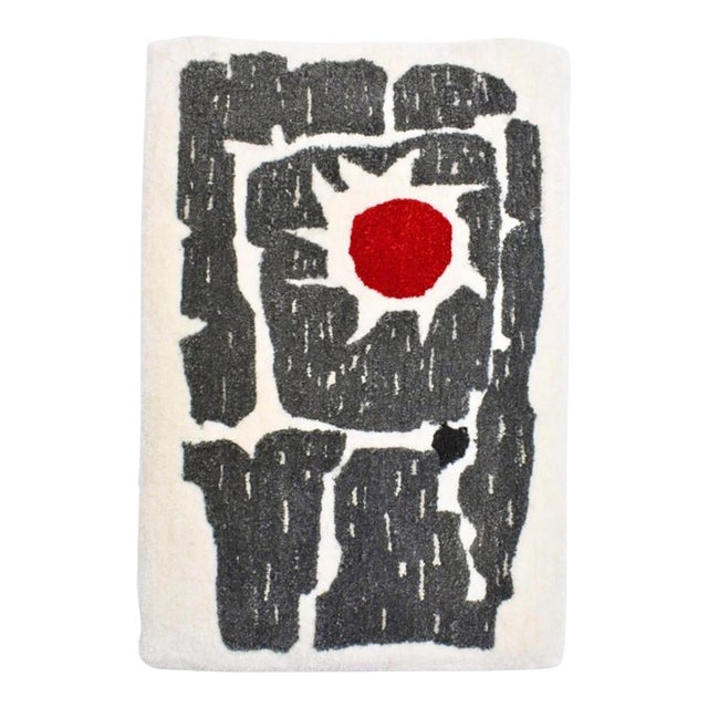 Mid Century Modern Scandinavian Calder Miro Style Handmade Tufted Abstract Art Textile Wall Hanging For Sale