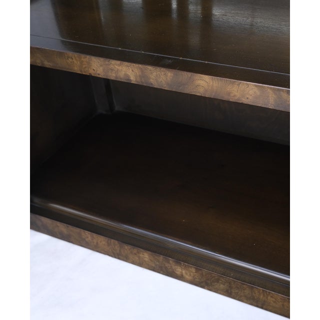 Pair Mastercraft Dome Shape Burl Wood Curio Display Cabinets w Shelves Lights For Sale - Image 13 of 18