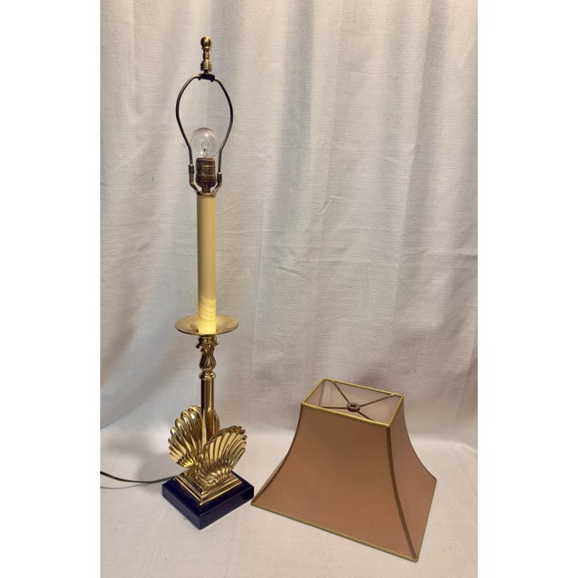 1970s Solid Brass Shell Candlestick Lamp by Sarreid, Ltd. And Turtle and Crane - Styled After Tony Duquette For Sale In Mobile - Image 6 of 13