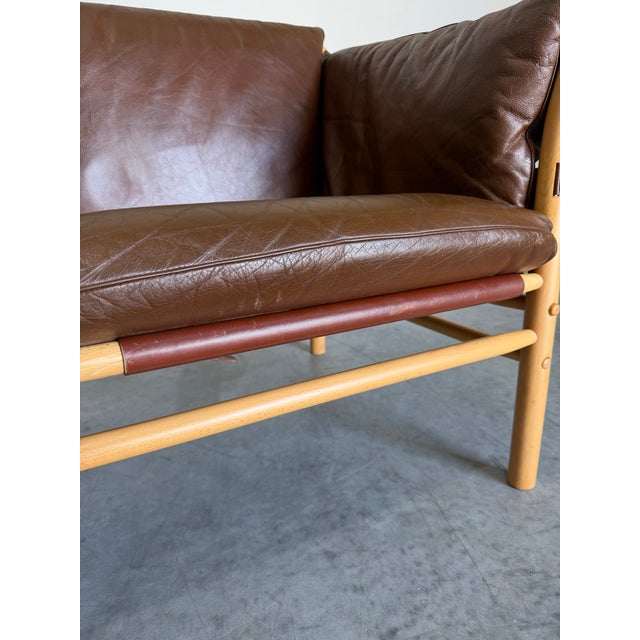 Arne Norell Ilona Safari 2 Seat Sofa in Brown Leather, Sweden 1960’s For Sale - Image 10 of 12