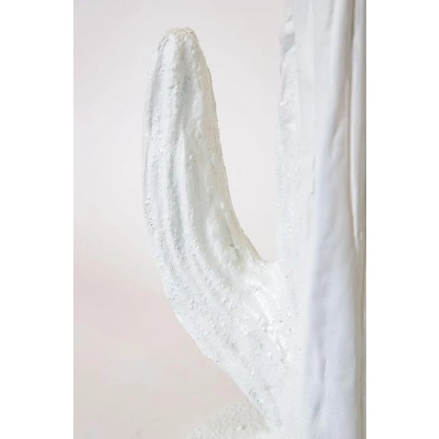 Paint Vintage Plaster of Paris White Cactus Table Lamps Pair of Final Sale For Sale - Image 7 of 10