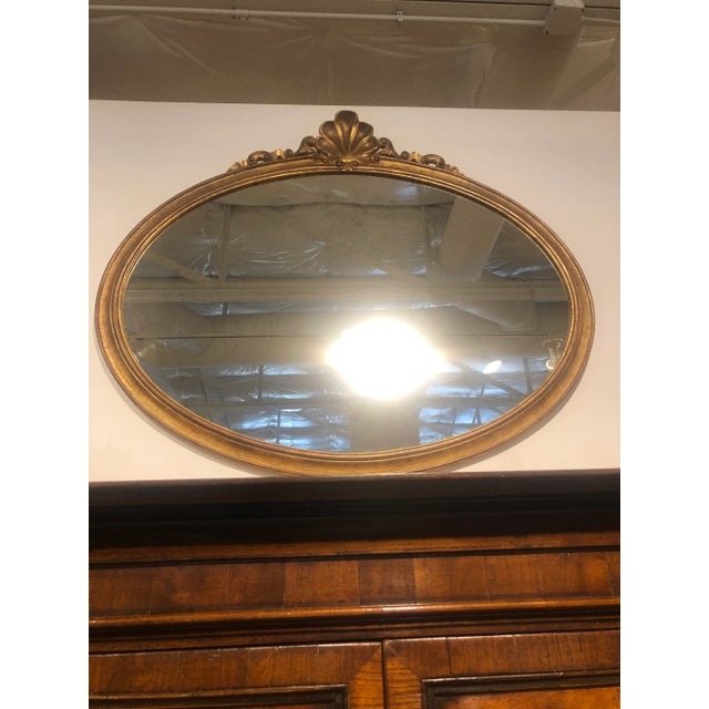 Vintage Italian Carved Wooden Oval Mirror For Sale - Image 9 of 10