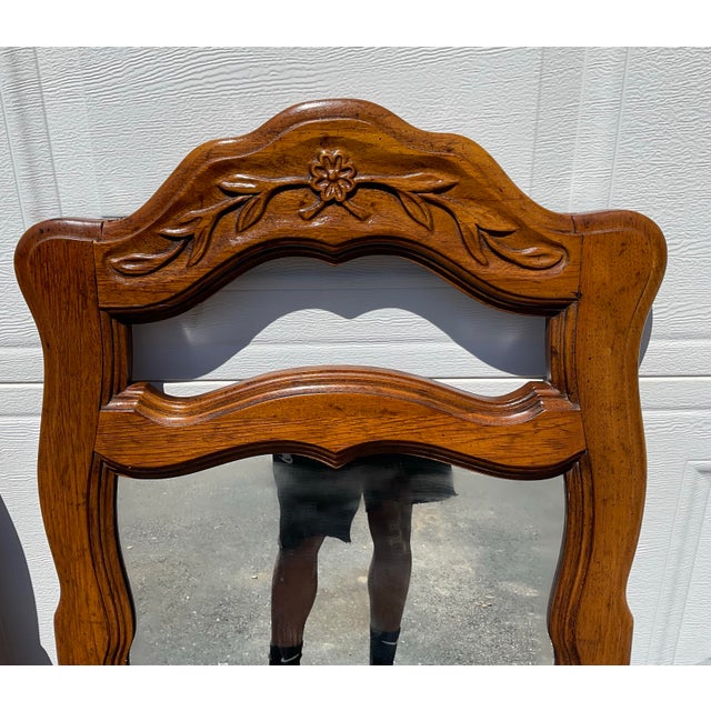 Pair of Vintage Drexel Heritage French Provincial Fruitwood Carved Mirrors, 1970s For Sale In Columbia, SC - Image 6 of 12