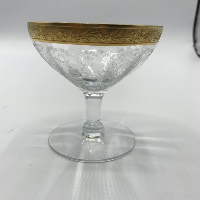 Art Deco Tiffin Franciscan Champagne/Sherbet Glasses Etched Rambling Rose - Set of 5 For Sale - Image 3 of 13