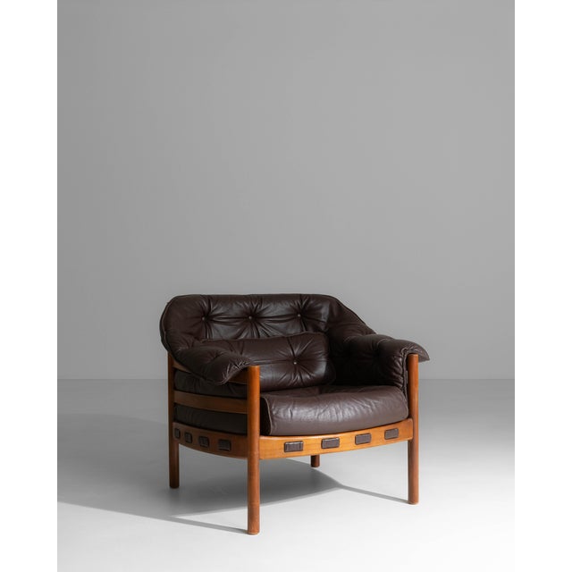 1960s 1960s Chocolate Brown Danish Mid-Century Modern Armchair Attributed to Ellekær & Norell for Coja For Sale - Image 5 of 18