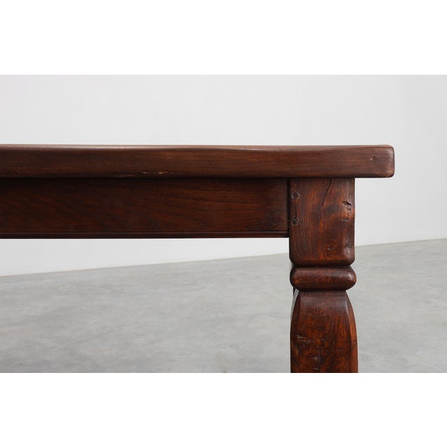Large French Provincial Rustic Oak Table, 1900s For Sale - Image 9 of 13