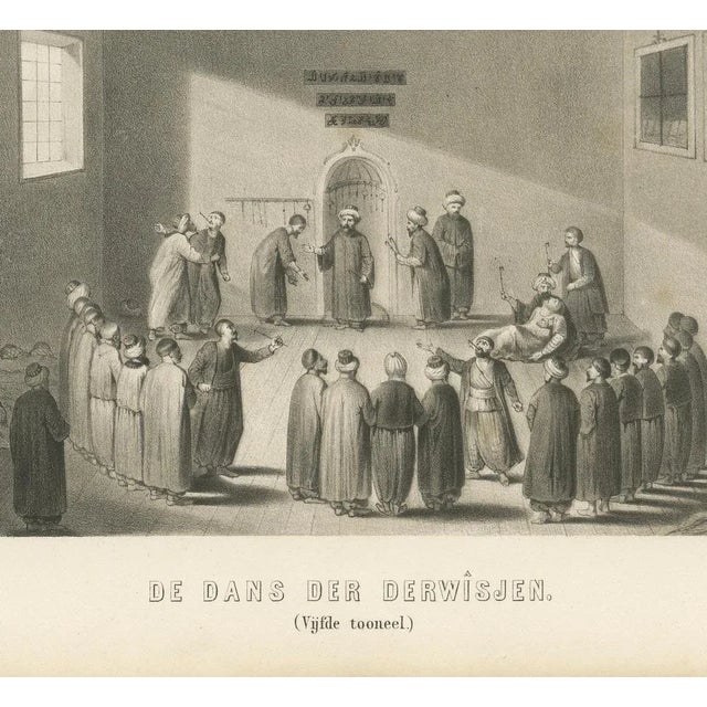 Mid 19th Century Dozy, Islamic Ritual with Whirling Dervishes Ceremony Scene V, 1863, Lithograph For Sale - Image 5 of 10
