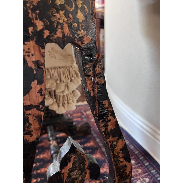 Antique 19th Century Chinese Export English Chinoiserie Black Laquered Sewing Table, Work Table For Sale - Image 12 of 12