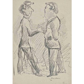 Mino Maccari, The Duel, 1935, Pencil For Sale