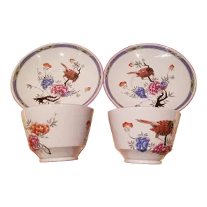 Vintage Spode 1980 Prince Regent Tumbledown Dick Tea Cups and Saucers Sets- 4 Pieces
