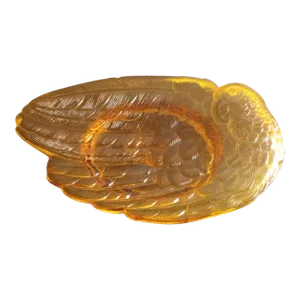 1940s Le Smith Amber Glass Parrot Figurine Plate