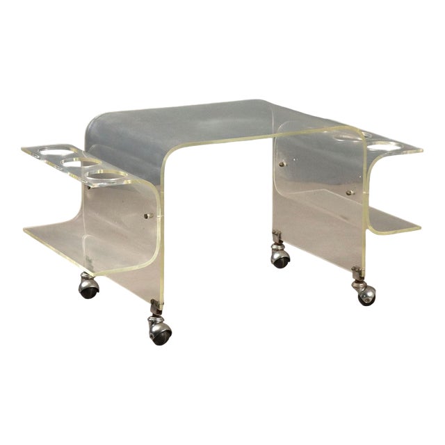 Vintage Acrylic Glass Bar Cart, 1960s For Sale