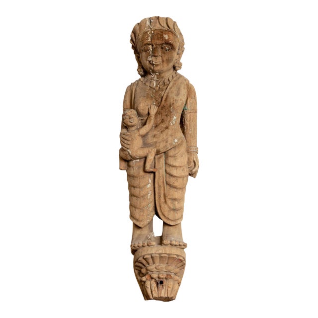 Hand Carved Indian Temple Carving Statue from Gujarat Depicting Mother and Child For Sale