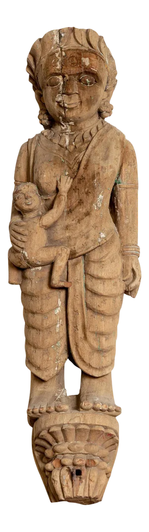 Hand Carved Indian Temple Carving Statue from Gujarat Depicting Mother and Child