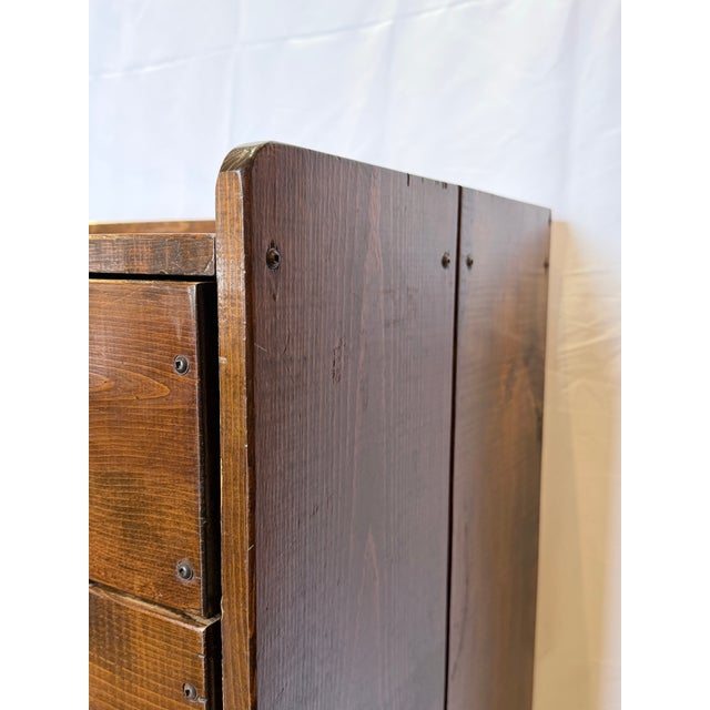 Late 20th Century Late 20th Century Solid Heart Pine Rustic Five Drawer Chest With Brass Pulls For Sale - Image 5 of 12