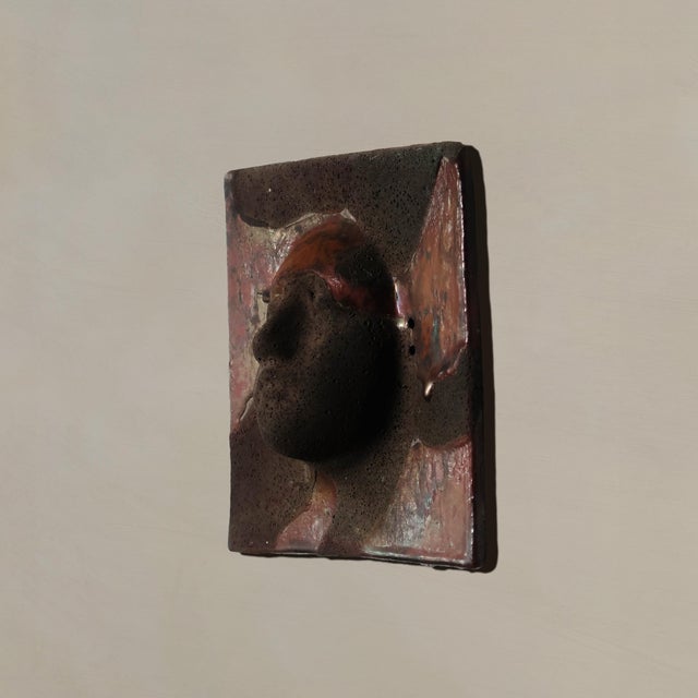 Late 20th Century Vintage Ceramic Mask Wall Sculpture Signed by Artist Sergio Naduville For Sale - Image 4 of 10