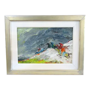 Signed and Framed Ken Nishi 1991 Abstract Oil Painting Titled Winter Riders
