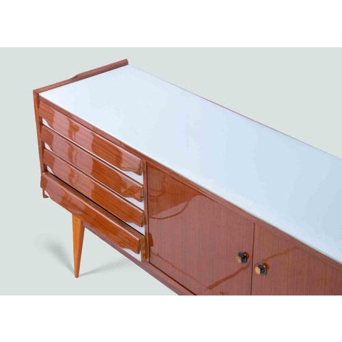 Brown Vintage Italian Sideboard with Glass Top, Mid-20th Century For Sale - Image 8 of 15
