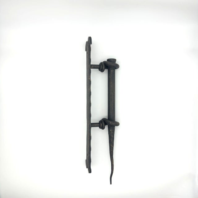 2020s Hand Forged Wrought Iron Door Pull Handle Gold Patina Classical Architectural Hardware For Sale - Image 5 of 8