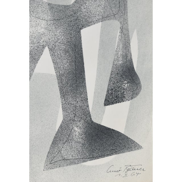 Black Ernst Bräuer, Abstract Form II, 1964, Lithograph and Ink For Sale - Image 8 of 13