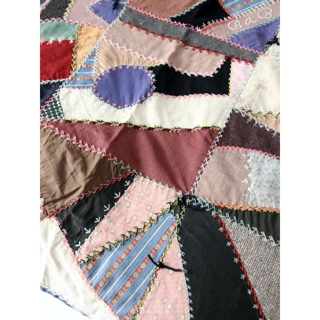 Late 19th Century Antique Crazy Quilt For Sale - Image 5 of 12