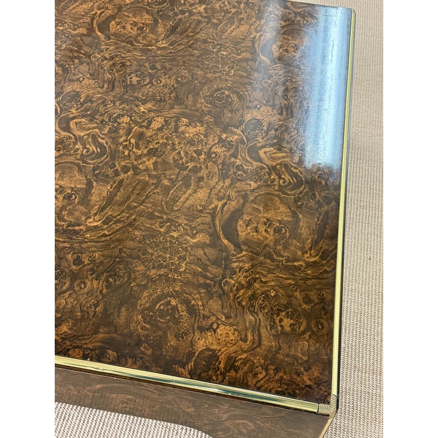 1980s Lacuqered Faux Swirl Walnut Coffee Table For Sale - Image 12 of 12